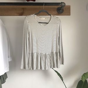 Ginger G Striped Peplum Long Sleeve Top